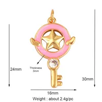 Huile colorée goutte émail étoile fleur coeur clé pendentif à breloque, collier Bracelet pendentif fabrication de bijoux artisanat pratique approvisionnement M65