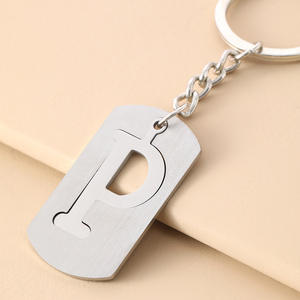 Initiale personnalisée A - Z lettre Options porte-clés en acier inoxydable Alphabet porte-clés personnalisé monogramme cadeau pour hommes femmes - Product Image 5