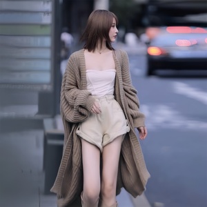 Abrigo Largo Casual de Punto para Mujer de Manga Larga con Bolsillos Cárdigan Suelto Otoño Invierno Suéter Grueso para Dama - Product Image 2