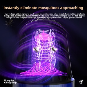 Lampe anti-moustiques électrique à choc lumineux et sonore, rechargeable par USB, non toxique, pour usage domestique et extérieur, avec une portée de 41 mètres. - Product Image 4
