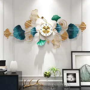 NISEVEN New Design Living Room Fashion Light Luxury Ginkgo Iron Leaf Creative Metal Craftsman Silent Wall Clocks