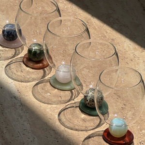 Vaso <span class=keywords><strong>de</strong></span> Vidrio Transparente con Gemas Artificiales <span class=keywords><strong>de</strong></span> Lujo, Vaso <span class=keywords><strong>de</strong></span> Vidrio Redondo Colorido con Bolas <span class=keywords><strong>de</strong></span> Colores Contrastantes - Product Image 4