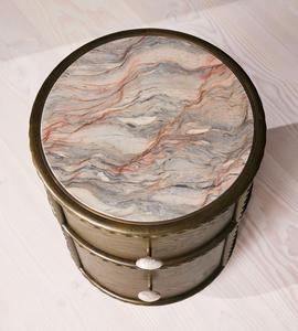 Luxury Modern <strong>Round</strong> End <strong>Table</strong> Wood Nightstand Beside <strong>Table</strong> <strong>with</strong> 2 <strong>Drawers</strong> for Bedroom - Product Image 2