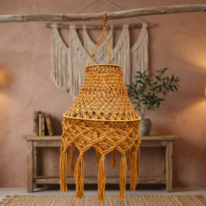 Panier suspendu en macramé, ornement mural à pampilles pour la décoration intérieure bohème, idéal pour la maison, le salon ou comme cadeau de pendaison de crémaillère - Product Image 2