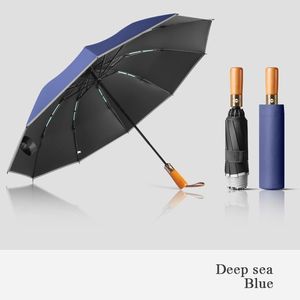 고급 선물 <span class=keywords><strong>3</strong></span> 접이식 자동 우산 나무 손잡이 방풍 대형 인쇄 로고 남성용 비즈니스 비 접이식 우산 - Product Image 6