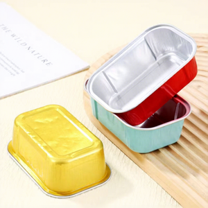 Stampo <span class=keywords><strong>Rettangolare</strong></span> in Alluminio per Mini Torte, Usa e Getta, per Forno, per Panini e Cupcake - Product Image 2