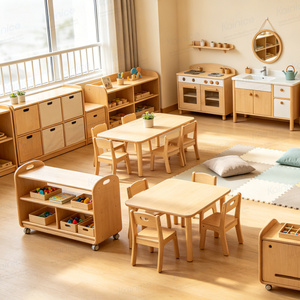 Ensemble table et <span class=keywords><strong>chaise</strong></span> pour enfants Kainice en bois massif, Montessori, sûr et écologique, pour maternelle, garderie, crèche, école maternelle, salle de classe - Product Image 3