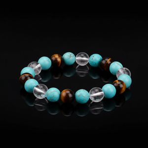 10mm Fashion Brown Tiger Eye Blue Howlite Turquoise <strong>Clear</strong> <strong>Quartz</strong> Gemstone Beads Personality Handmade Jewelry <strong>Bracelet</strong> for Gifts - Product Image 1