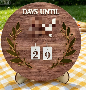 DAMAI Cadeaux modernes pour l'Aïd, Décoration du Ramadan, Centre de table rond en bois, Compte à rebours sans électricité pour la fête du Ramadan - Product Image 2