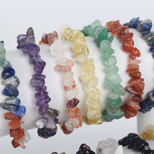 Polished Crystal Gravel Drilled Mixed Color Crystal Chips <b>Bracelet</b> - Product Image 1