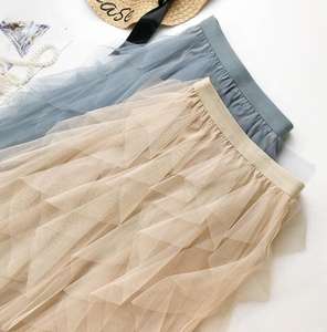 Ecowalson Mode Tutu Tüll Rock Frauen Langer Maxirock Frühling Sommer Koreanisch Schwarz Rosa Hohe Taille Falten rock Weiblich - Product Image 4