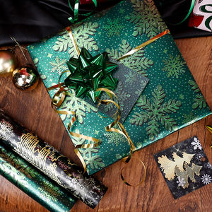 Papel de regalo de Navidad de fábrica Papel metálico 43*300 cm Embalaje de papel de regalo - Product Image 4