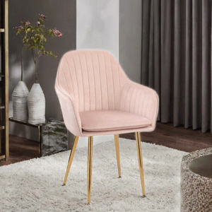 Chaises de salle à manger YOUTAI modernes en velours rose coloré avec pieds en métal doré pour villa, mobilier de maison - Product Image 3