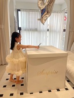 Boîte surprise extra large de 70 cm, design à ouverture automatique, dissimule une personne, idéale pour anniversaire/proposition de mariage/anniversaire de mariage (rose/noir/blanc)