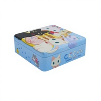 Boîte de rangement carrée en fer blanc à thème chat, étui cadeau métallique verrouillable avec impression personnalisée en relief pour cartes, puzzles et bonbons