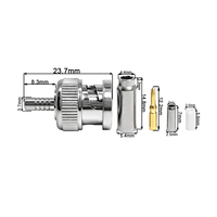 Connecteur BNC mâle à sertir pour câble coaxial FLEX2 50 Ohm, prise coaxiale RF, broche plaquée or, solution personnalisée d'usine