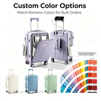 Valise à roulettes de 20 pouces à ouverture frontale avec porte-gobelet et port de chargement USB, personnalisable OEM/ODM, certifiée BSCI