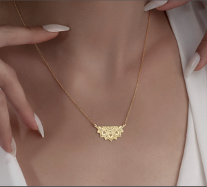 מנדלה מצופה זהב 18k שרשראות קסם מנדלה ייחודי לנשים שרשרת אבסטרקט מודרני תכשיטים בעבודת יד - Product Image 1