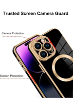 Coque magnétique galvanisée de luxe pour iPhone 15 Pro Max couverture de protection d'objectif magnétique accessoire de téléphone portable