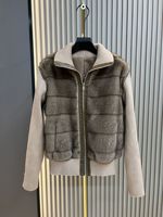 Gestrickte Patchwork-Kunstfelljacke für Damen Winter Neuer Stil Abnehmbare Ärmel Verdickte Warme Clip-Baumwoll-Kurzjacke