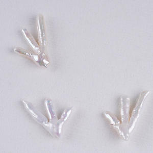 Perles en forme de griffe de poulet en nacre naturelle blanche de style baroque, produit semi-fini en vrac pour la fabrication de bijoux, perles colorées - Product Image 5