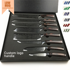 Bộ dao bếp 8 món kiểu Damascus sắc bén, cán gỗ, hộp quà tặng tùy chỉnh, Messersatz JYTD34 - Product Image 2