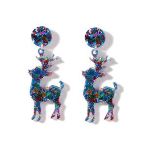 Pendientes Colgantes de Acrílico con Diseño de Reno Navideño, Coloridos y con Confeti, Joyería Creativa para Mujeres, para Fiestas Navideñas - Product Image 6