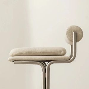 Taburete de <span class=keywords><strong>Bar</strong></span> Moderno con Marco de Madera Maciza y Cojín de Tela, Silla de <span class=keywords><strong>Bar</strong></span> para Cafetería, Taburete Alto de Madera Maciza para Barra - Product Image 3