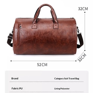 Sac de voyage en cuir PU pour costumes, avec compartiment à chaussures, sac de sport personnalisé pour le rangement de vêtements, sac de nuit et sac de voyage pour costumes avec cintre - Product Image 4