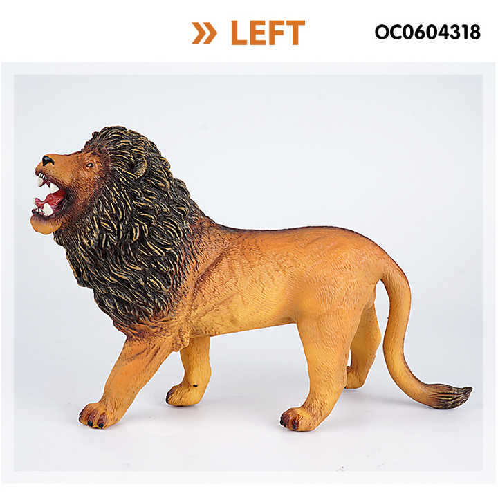 Small Rubber Wild Animals Custom Soft Plastic Toy lion for Children