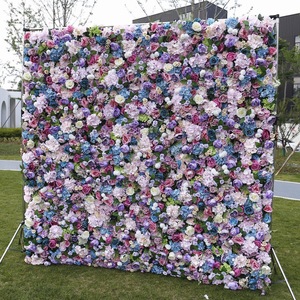 High-Quality <b>Artificial</b> Silk Rose <b>Flower</b> Wall Panel, 1x1m, Ideal for Wedding Background Decoration - Product Image 2