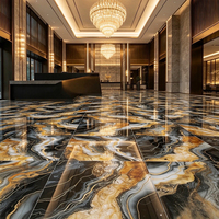 Carrelage en porcelaine effet marbre veiné noir brillant et or, 600x600, imperméable, antidérapant, carrelage d'intérieur de luxe pour salle à manger, hôtel