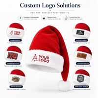 Chapeau de Père Noël pour adulte personnalisé avec logo, 100G, Haipai, 75cm de long, bord en fourrure peluche, couleur unie, pour Noël, fêtes, décoration, vente en gros, OEM