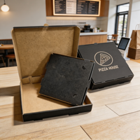 Caja de Pizza SP3814 Premium Ecológica de Cartón Corrugado Kraft Negro en Varios Tamaños Lista para Imprimir para Tiendas de Comida Rápida y Pizzerías