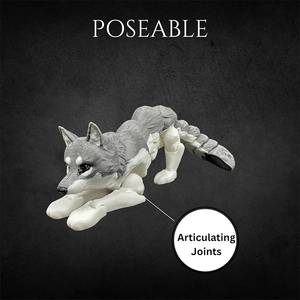 Loup articulé imprimé en 3D, pièce de collection, objet décoratif, anti-stress, cadeau personnalisé, loup articulé et posable - Product Image 4