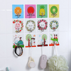 Colorful Wall <b>Hooks</b> With Strong <b>Adhesive</b> Square Shape Stainless Steel Single <b>Hook</b> Bathroom Storage Traceless Mounting - Product Image 1