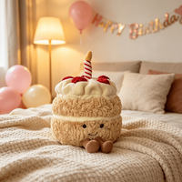 Peluche Personalizado de Pastel de Fresa, Juguete Suave de Algodón PP y Poliéster, Muñeco de Peluche con Melodía Divertida para Regalo de Cumpleaños y Decoración del Hogar