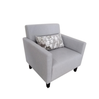 Fauteuil d'appoint carré gris clair moderne pour hôtel, en tissu de lin, avec accoudoirs, pour salon