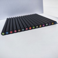 Lot de 16 crayons de couleur arc-en-ciel de haute qualité, en bois noir, 7 pouces, mine de 5,0 mm, corps large, avec logo et emballage personnalisés