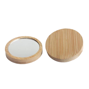 Custom Eco-Friendly Portable Logo Small Makeup <b>Mirror</b> Travel-Friendly <b>Compact</b> Pocket Mini Personalized Cosmetic Handbag Bamboo - Product Image 1