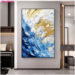 Tranh treo tường vải bố cao cấp, tùy chỉnh, dành cho nội thất sang trọng, chủ đề phong cảnh biệt thự, điểm nhấn kim cương với chi tiết kim loại - Product Image 6