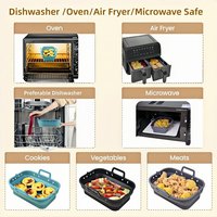 Revêtement en silicone pour friteuse à air rectangulaire, personnalisé, écologique, antiadhésif, sans BPA, pliable, compatible four et lave-vaisselle
