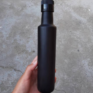 Botol Minyak Zaitun Kaca Marasca Matte Hitam Berbentuk Bulat 250Ml 8Oz Food Grade dengan Tutup Anti Rusak Plastik Hitam