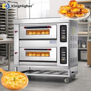 Forno a Gas Commerciale a 2 Piani 4 Teglie Attrezzatura da Panetteria in Acciaio Inox Macchina per Cuocere Pizza Pane Torte con Controllo Digitale Automatico - Product Image 1