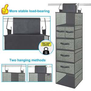 Organisateur de placard suspendu à 3 tiroirs divisibles et 6 étagères, étagères suspendues pour placard - Product Image 4
