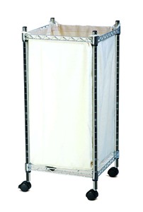 Carrello Portabiancheria Fai-da-Te in Metallo Cromato su Ruote <span class=keywords><strong>con</strong></span> Borsa Rimovibile, Organizzatore per Vestiti per Bagno o Lavanderia - Product Image 4