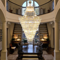 Lustre moderne Fortune en cristal pour escalier et plafond, luminaires suspendus LED, corps en fer, CRI 80, pour salle à manger/salon, or/noir, lumière du jour 5000K