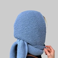 Écharpe à capuche tricotée pour femme, 100% acrylique, écharpe à capuche tricotée à la main, écharpe d'hiver bleu ciel pour filles, accessoires