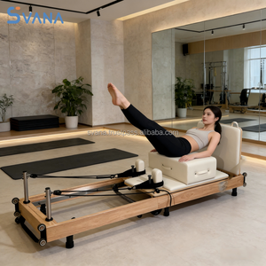 Réformateur Pilates compact pliable en chêne avec ressorts réglables durables, écologique pour une utilisation en studio de Pilates, pour la santé du corps - Product Image 6