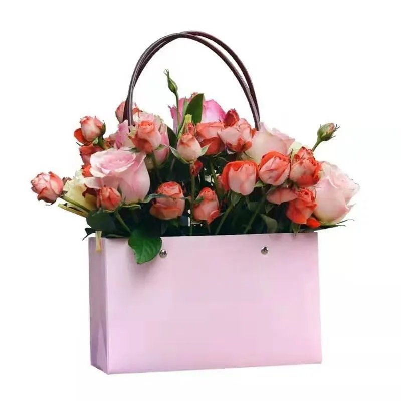 Borsa a forma di fiore quadrata trapezoidale innovativa personalizzata per imballaggio borsa di carta riciclabile bouquet impermeabile borsa per la disposizione dei fiori